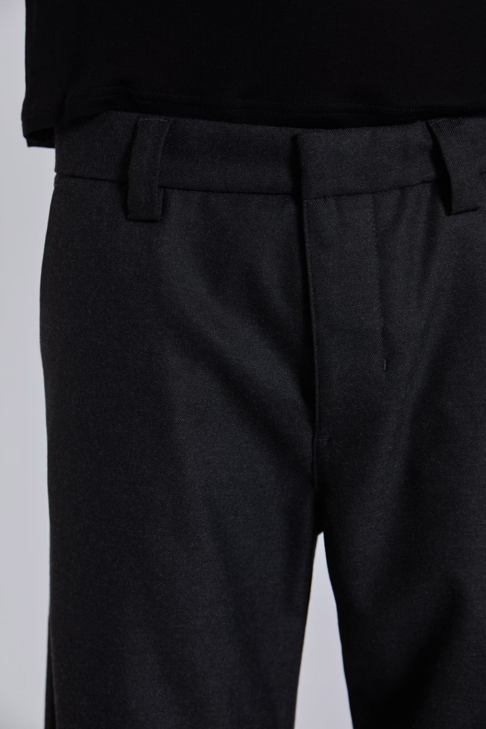 Charcoal Stacked Straight Suit Pants