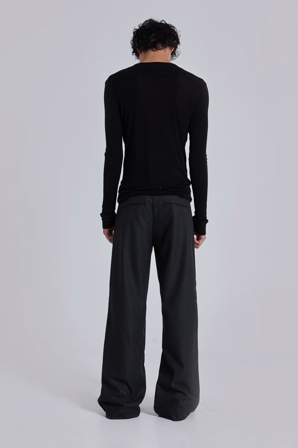 Charcoal Stacked Straight Suit Pants