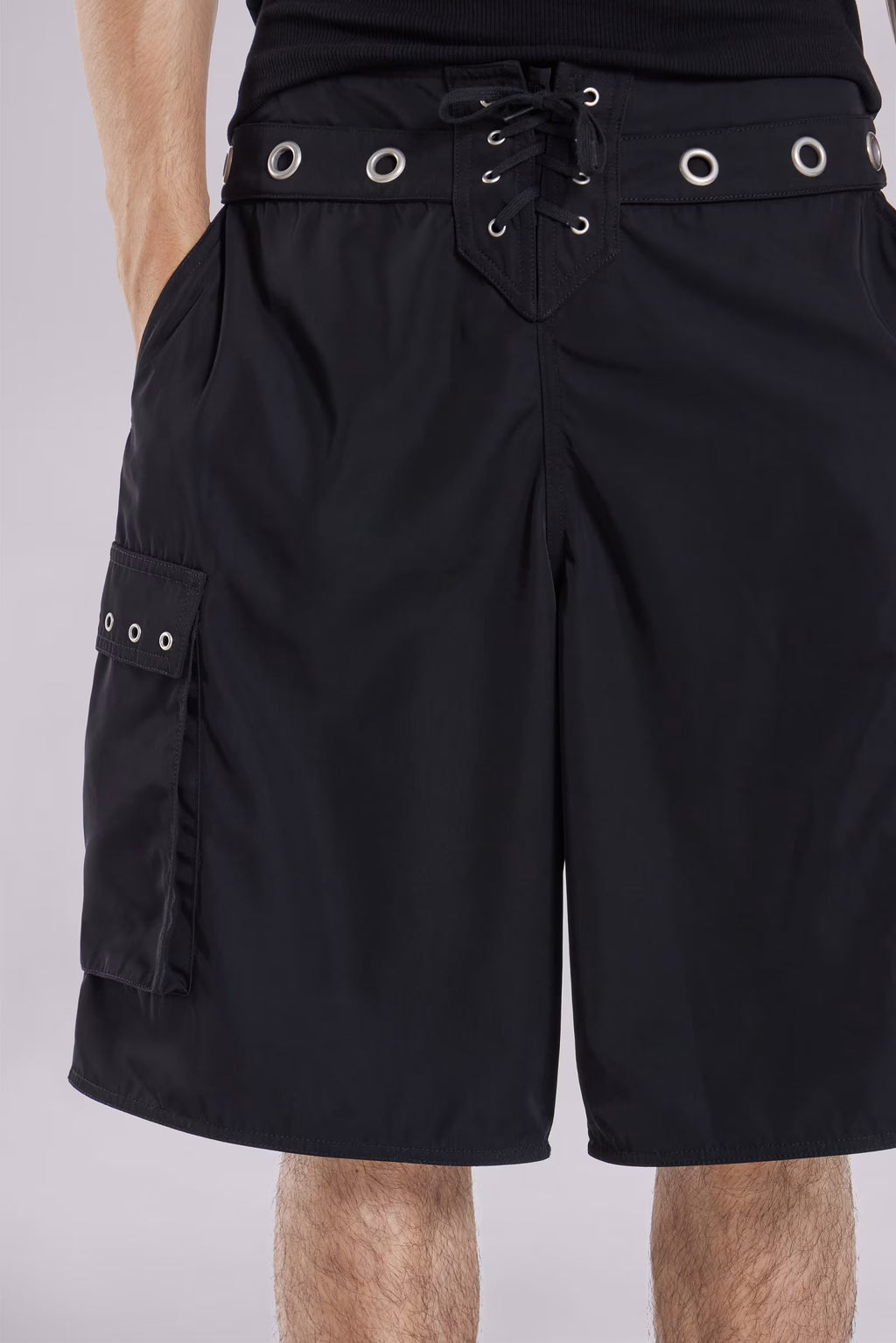 Black Eyelet Board Shorts