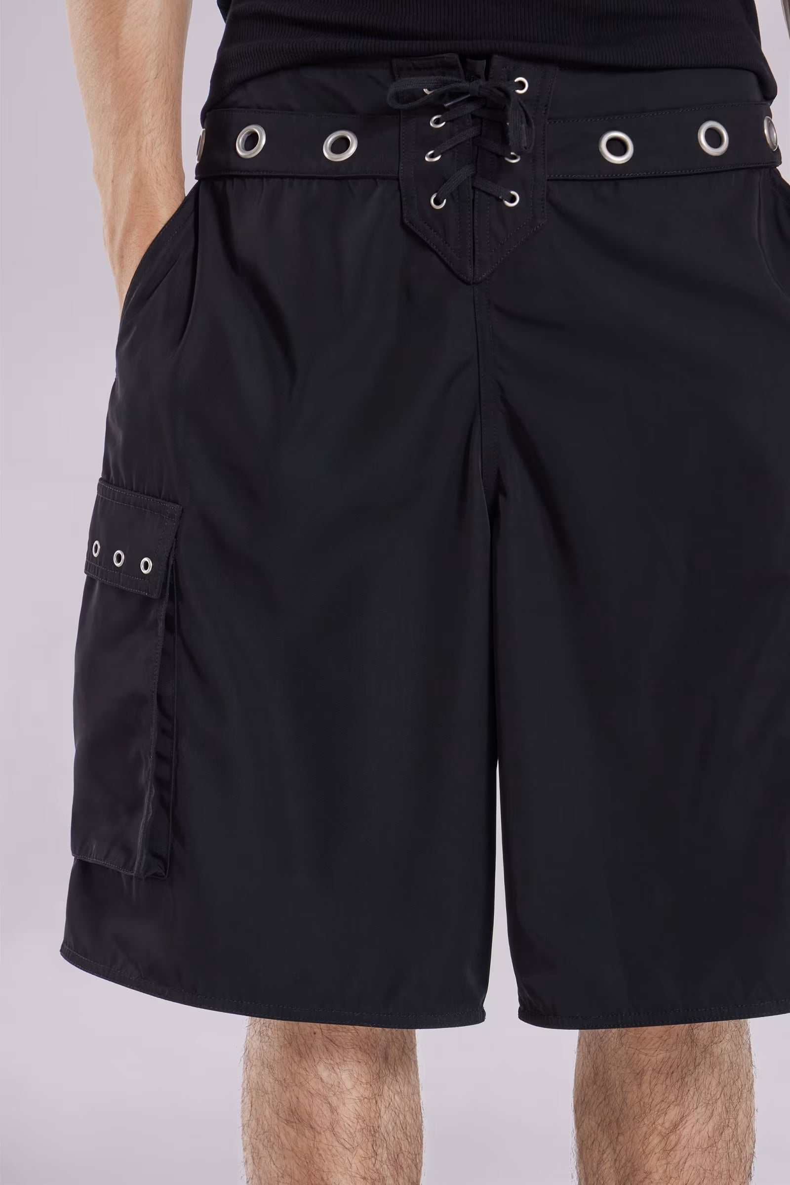 Black Eyelet Board Shorts