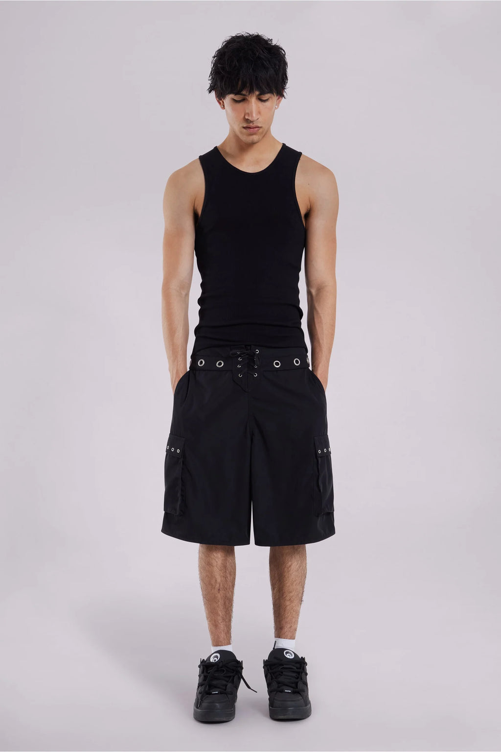 Black Eyelet Board Shorts