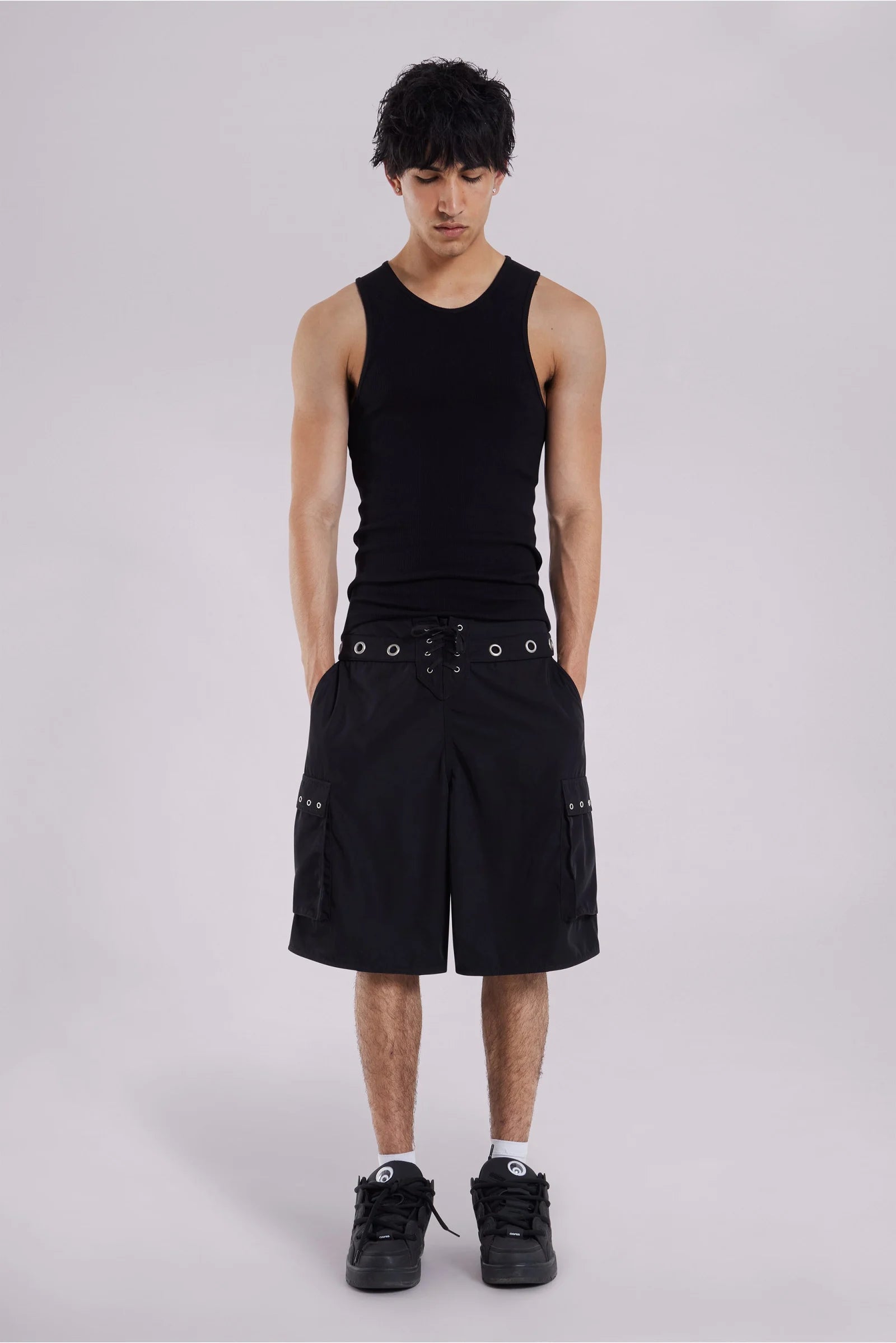 Black Eyelet Board Shorts